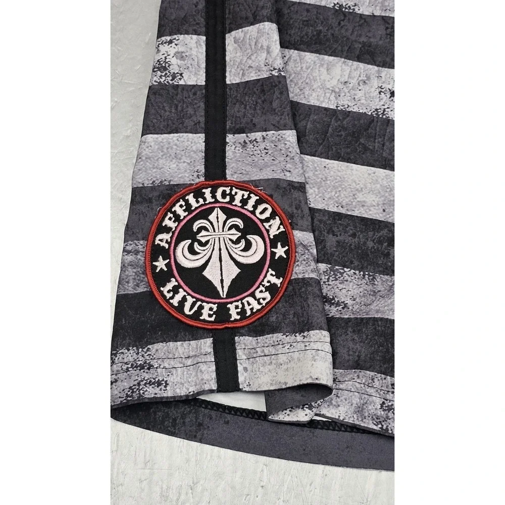 Affliction Boardshorts Mens 33‎ Black American Flag Grunge Punk Y2k Swim Trunks